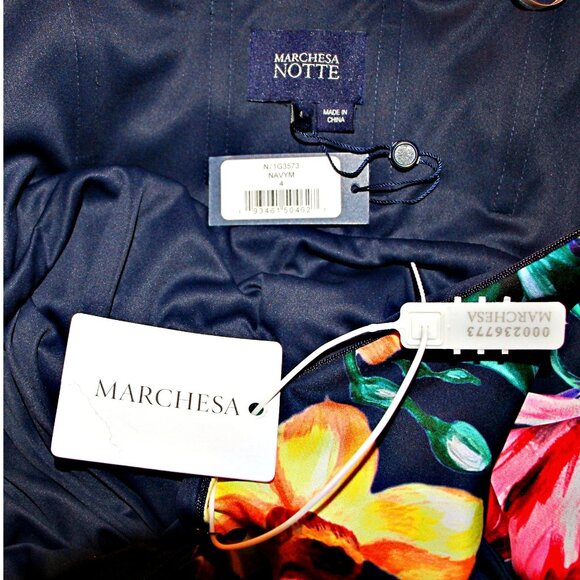 Marchesa Notte Florilegium One Bow Shoulder Floral Mikado Satin Gown sz 4 $895 - Picture 15 of 16